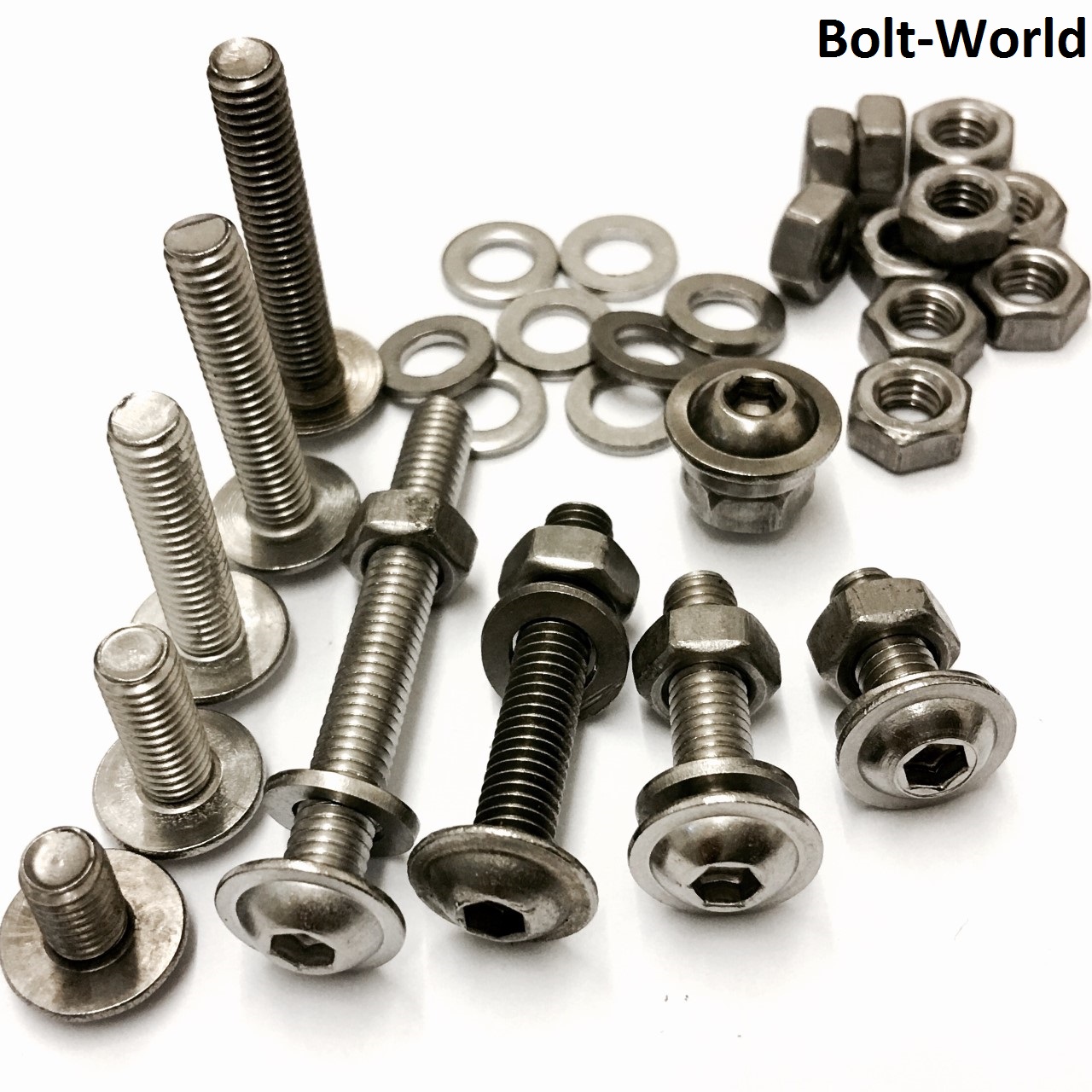 M3 M4 M5 M6 M8 A2 Stainless Flanged Button Head Bolts Full Nuts And Thick Washers Ebay