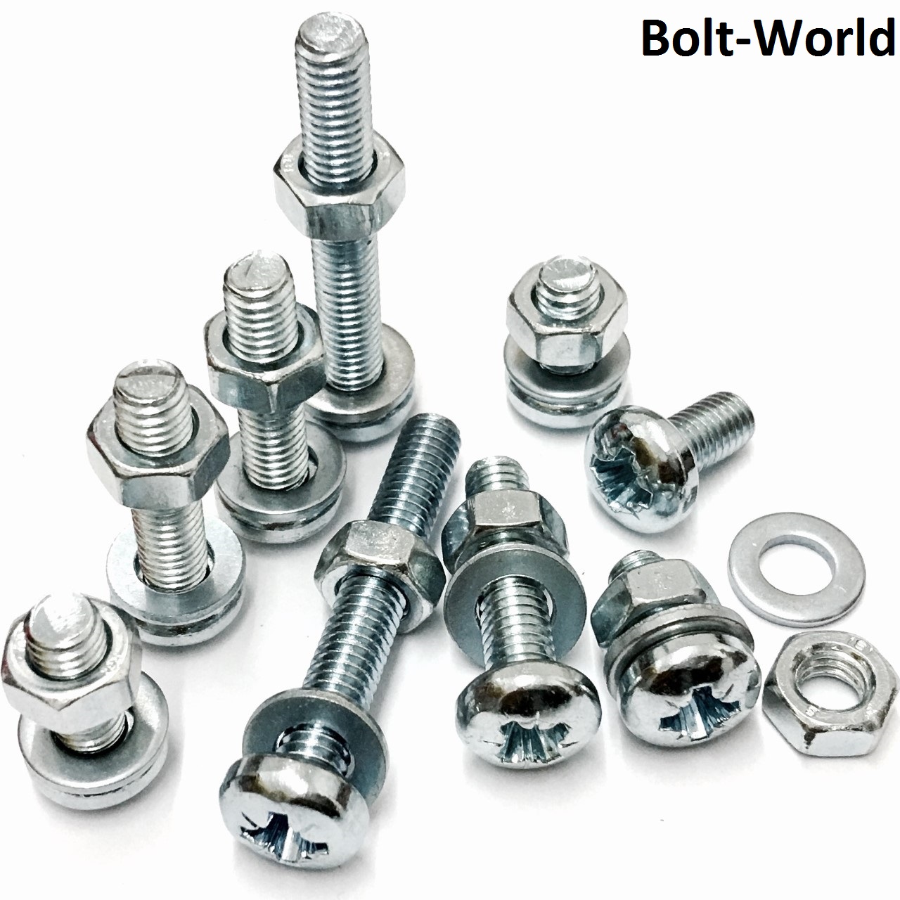 M6 6mm Zinc Machine Pozi Pan Head Screws Bolts With Full Nuts And Thick Washers Ebay 